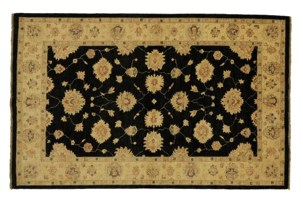 Afghan Chobi Ziegler 150x200 Handgeknüpft Teppich Schwarz Floral Kurzflor