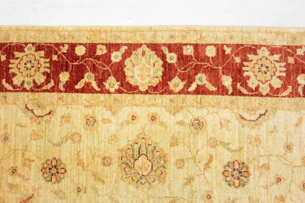 Afghan Chobi Ziegler 150x200 Handgeknüpft Teppich Beige Blumenmuster Kurzflor