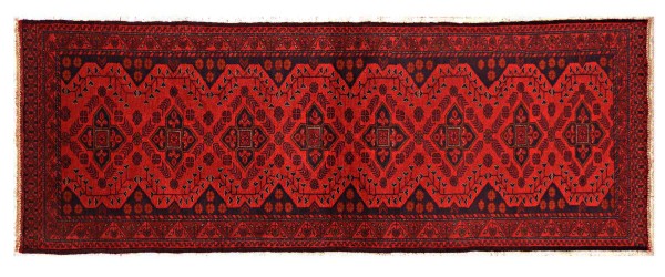 Afghan Khal Mohammadi Teppich 80x300 Handgeknüpft Läufer Braun Geometrisch Orient