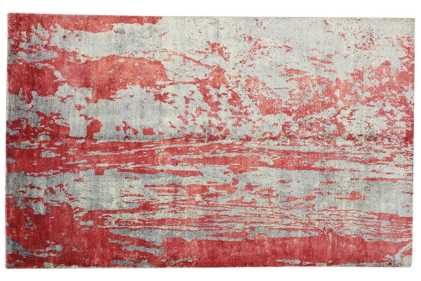 Handloom Vintage 240x170 Handgewebt Teppich 170x240 Rot Abstrakt Handarbeit Orient