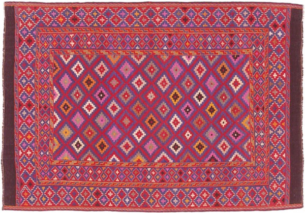 Afghan Kelim Soumakh Ghalmuri Teppich 160x230 Handgewebt Rot Geometrisch Handarbeit