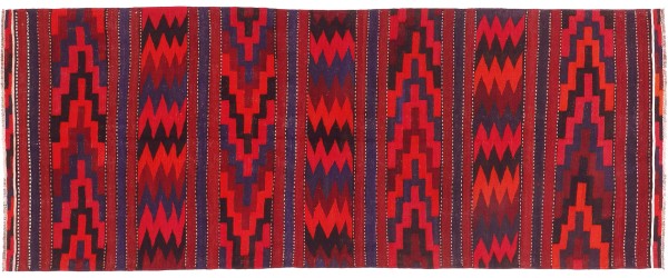 Afghan Kilim Soumakh Ghalmuri Rug 120x300 Handwoven Runner Red Stripes Handmade