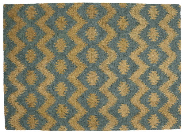 Handmade Wool Rug 160x230 Gold Patterned Hand Tufted Modern