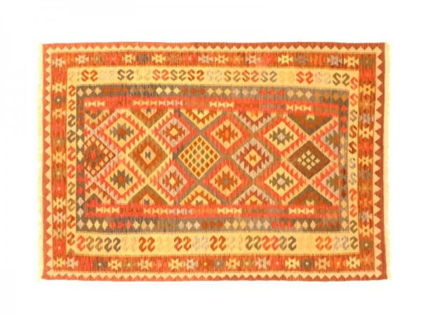 Afghan Maimana Kilim Rug 160x250 Handwoven Multicolored Geometric Patterns