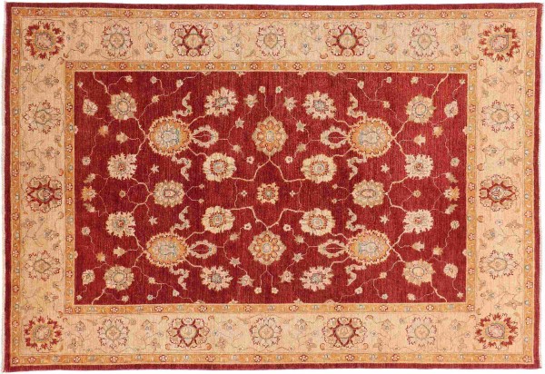 Ziegler Teppich Chobi 170x240 Handgeknüpft Rot Floral Orientalisch UNIKAT Kurzflor