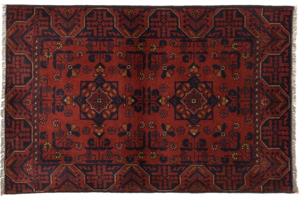 Afghan Khal Mohammadi Rug 80x120 Hand Knotted Brown Geometric Pattern Orient