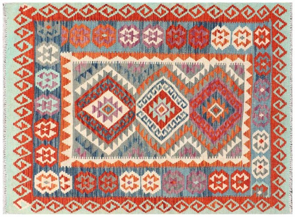 Afghan Maimana Kilim Rug 120x170 Handwoven Colorful Geometric Handwork Woven