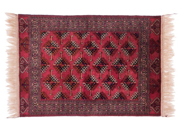 Kaukasus Buchara 100x150 Handgeknüpft Teppich Rot Geometrisch Muster Kurzflor