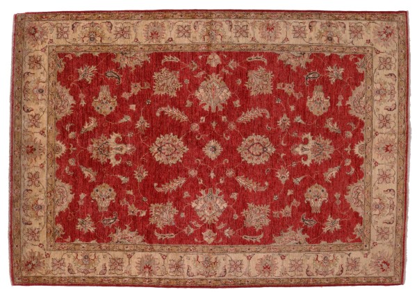Ziegler Teppich Chobi 170x240 Handgeknüpft Rot Floral Orientalisch UNIKAT Kurzflor