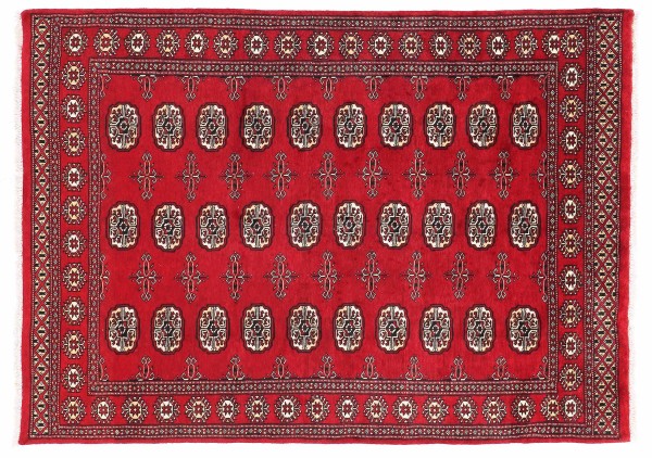 Pakistan Bukhara carpet 140x200 hand-knotted red geometric oriental UNIKAT
