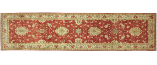Afghan Feiner Ferahan Ziegler Teppich 80x300 Handgeknüpft Läufer Braunrot Floral Orient