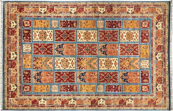 Afghan Ziegler Khorjin carpet 250x350 hand-knotted colorful border Orient short pile