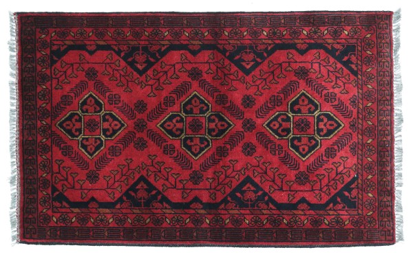 Afghan Khal Mohammadi Teppich 80x120 Handgeknüpft Braun Geometrisch Orient Kurzflor