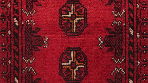 Afghan Teppich Akche Aqcha Handgeknüpft 50x100 Rot Geometrisches Muster Kurzflor