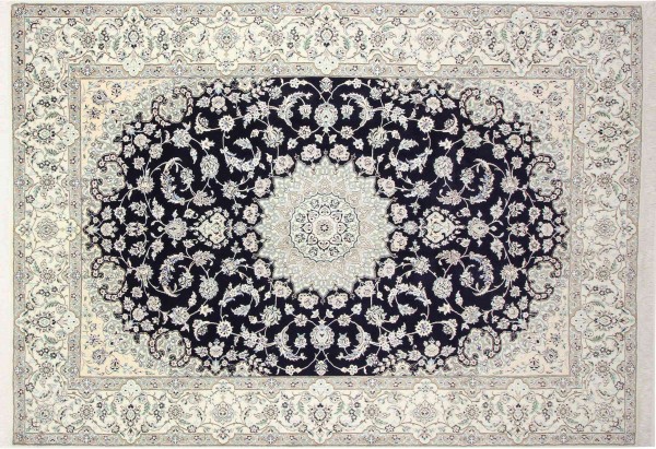 Persian carpet Nain 9LA 250x350 hand-knotted dark blue medallion oriental UNIKAT