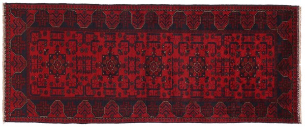 Afghan Teppich Khal Mohammadi 80x300 Handgeknüpft Läufer Braun Geometrisch Orientalisch