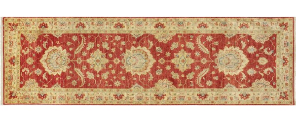 Afghan fine Ferahan Ziegler carpet 80x250 hand-knotted runner brown-red floral Orient