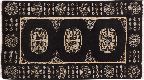 Pakistan Bukhara 3ply rug 50x80 hand knotted black geometric oriental low pile