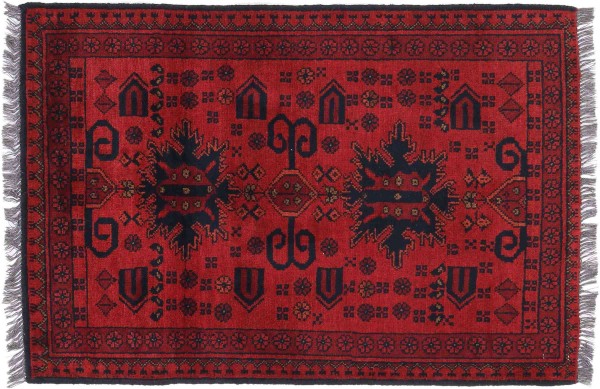 Afghan Teppich Khal Mohammadi 80x120 Handgeknüpft Braun Geometrisch Orientalisch UNIKAT