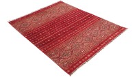 Preview: Afghan Ziegler Khorjin Teppich 150x190 Handgeknüpft Rot Gestreift Orient Kurzflor Preview: Afghan Ziegler Khorjin Teppich 150x190 Handgeknüpft Rot Gestreift Orient Kurzflor