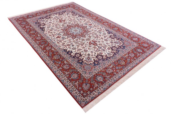 Perser Isfahan 200x300 Handgeknüpft Teppich Mehrfarbig Orientalisch Kurzflor