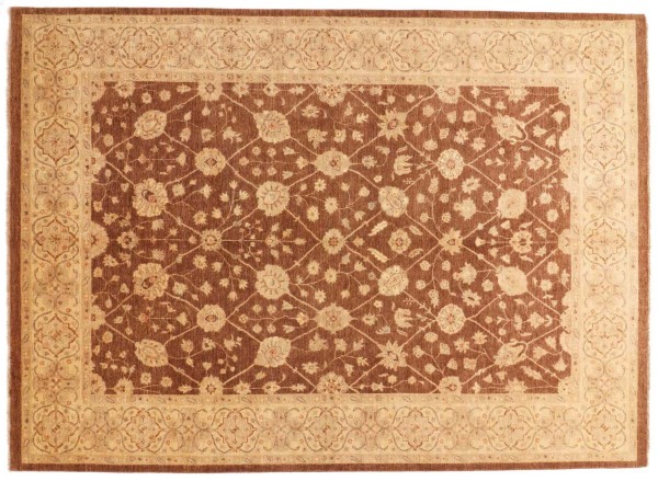 Afghan Chobi Ziegler Rug 300x400 Hand Knotted Brown Geometric Pattern Orient
