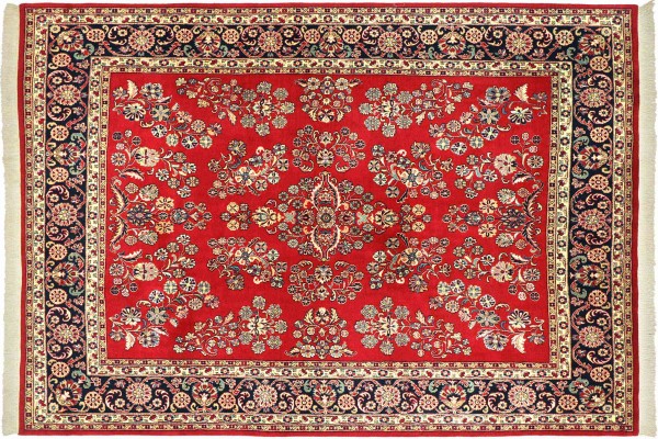 Sarough Teppich 250x300 Handgeknüpft Rot Floral Wolle Kurzflor Rug