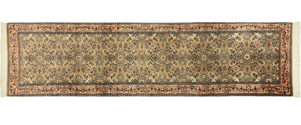 Sarough Teppich 70x260 Handgeknüpft Läufer Grau Floral Wolle Kurzflor Rug
