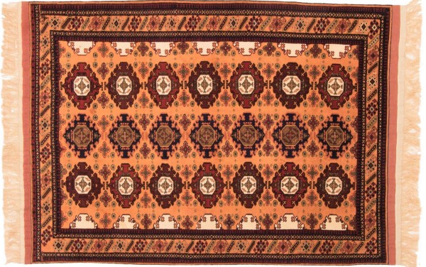 Afghan Mauri Kabul 120x160 Handgeknüpft Teppich Rot Geometrisch Muster Kurzflor