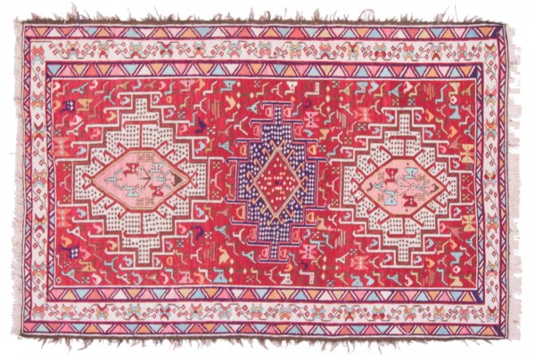 Perser Seidensoumakh 100x150 Handgewebt Teppich Mehrfarbig Orientalisch