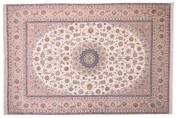 Perser Isfahan 250x350 Handgeknüpft Teppich Beige Orientalisch Kurzflor Orient