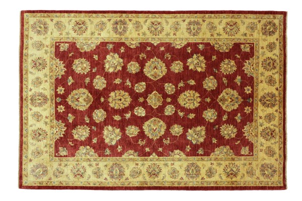 Afghan Chobi Ziegler 170x230 Handgeknüpft Teppich Rot Floral Kurzflor Orient