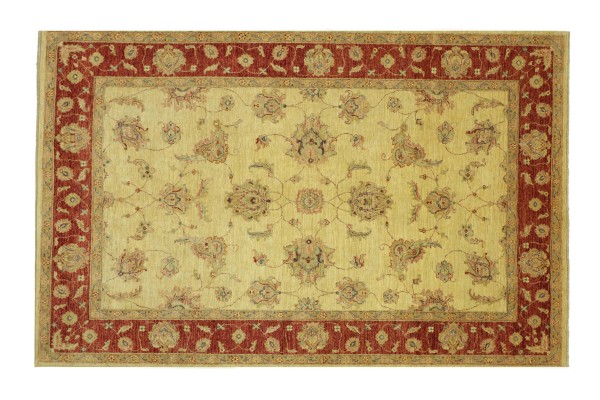 Afghan Chobi Ziegler Rug 170x240 Hand Knotted Beige Floral Orient Short Pile