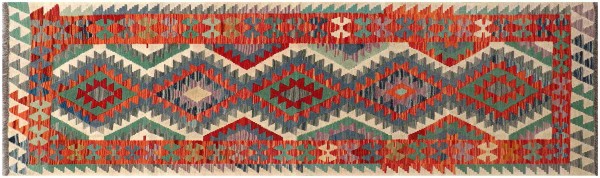 Afghan Maimana Kilim Rug 80x300 Handwoven Runner Colorful Geometric Handmade