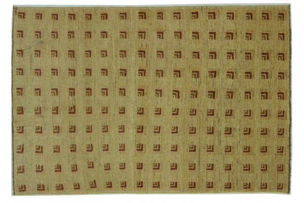 Afghan Modern Chobi Ziegler 120x180 Handgeknüpft Teppich Beige Geometrisch