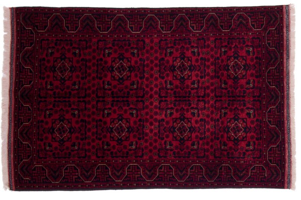 Afghan Belgique Khal Mohammadi Rug 120x170 Hand Knotted Red Geometric Pattern