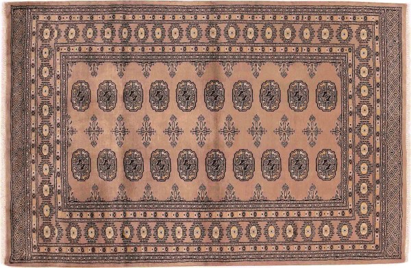 Pakistan Buchara Rug 120x180 Hand Knotted Brown Geometric Orient Short Pile