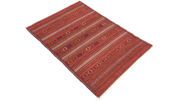 Afghan Kelim Soumakh Ghalmuri Teppich 100x140 Handgewebt Braun Geometrisch Handarbeit