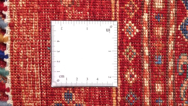 Afghan Ziegler Khorjin Teppich 150x190 Handgeknüpft Rot Gestreift Orient Kurzflor