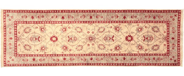 Afghan Chobi Ziegler carpet 90x240 hand-knotted runner beige oriental
