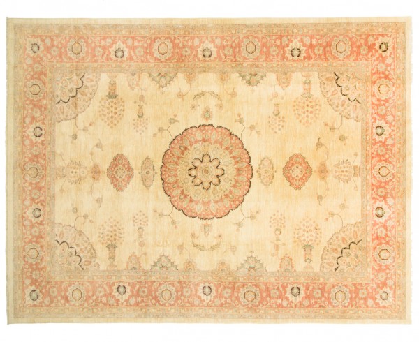 Afghan Chobi Ziegler Fein 300x400 Handgeknüpft Teppich Beige Orientalisch