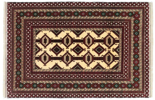 Afghan rug 100x150 hand knotted red geometric oriental low pile living room