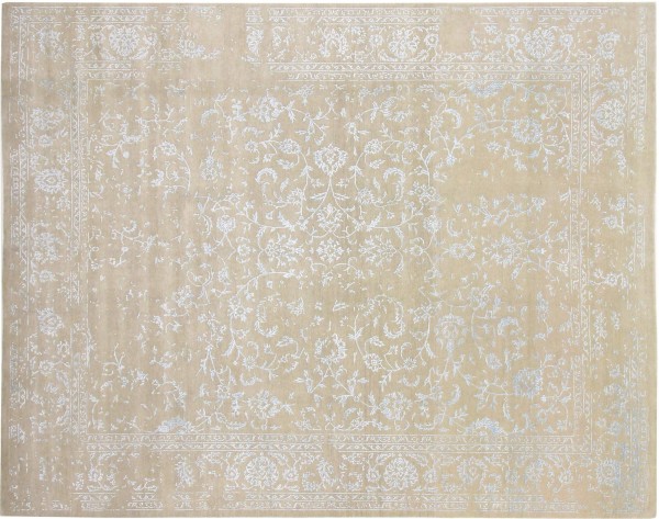 Modern carpet 250x300 hand-knotted beige flowers oriental UNIKAT short pile