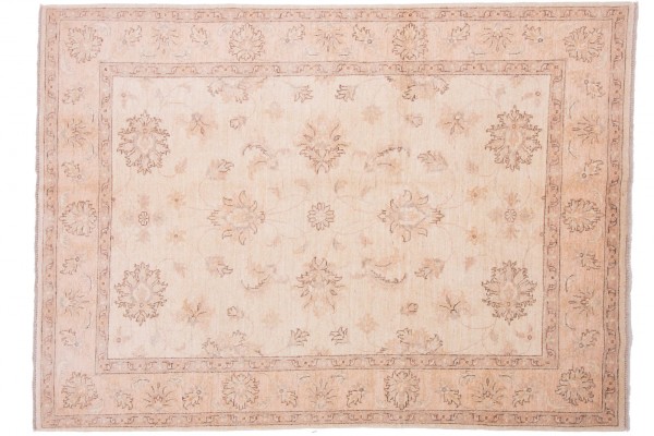 Afghan Chobi Ziegler 150x200 Handgeknüpft Teppich Beige Orientalisch Kurzflor