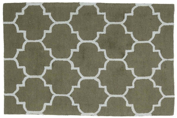 Wollteppich Marokkanisches Muster 120x180 Grau Ornamente Handarbeit Handtuft Modern