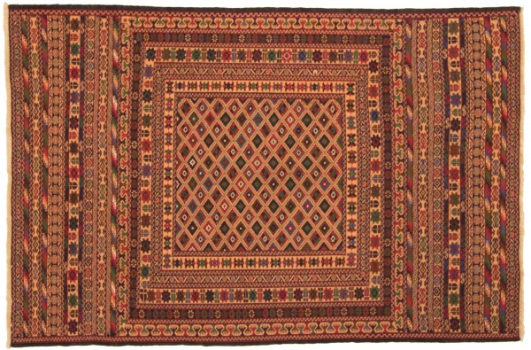 Afghan Mushwani Kelim 120x180 Handgewebt Teppich Mehrfarbig Orientalisch