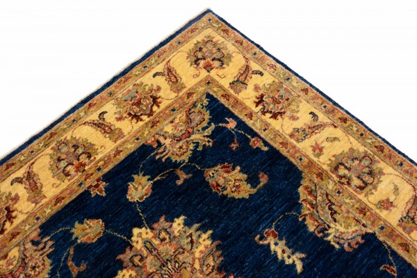 Afghan Chobi Ziegler 120x180 Handgeknüpft Teppich Blau Blumenmuster Kurzflor