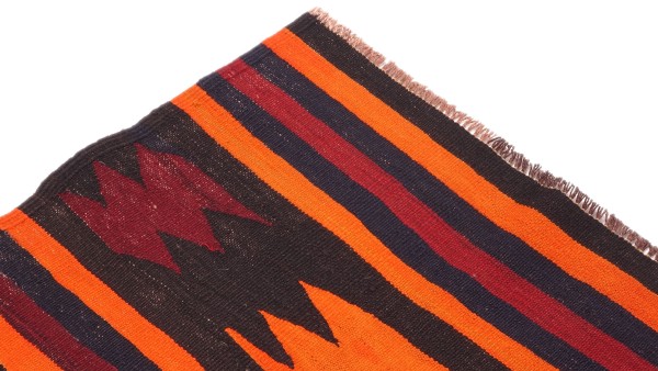 Afghan Kelim Soumakh Ghalmuri Teppich 140x250 Handgewebt Rot Streifen Handarbeit Gewebt