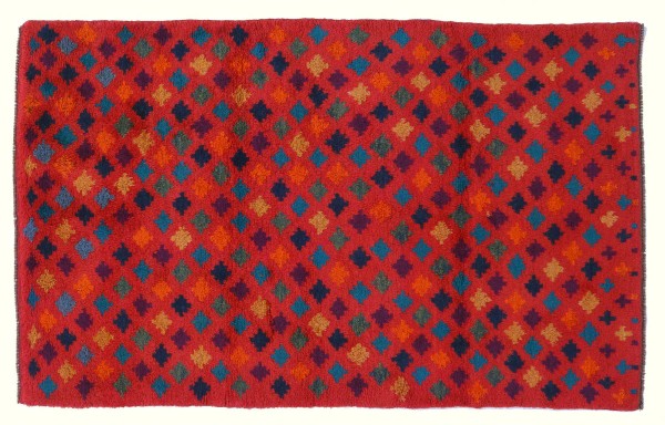 Gabbeh carpet 120x180 hand-knotted orange stripes oriental UNIKAT short pile
