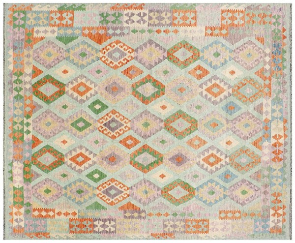 Afghan Maimana Kilim Rug 250x300 Handwoven Colorful Geometric Handwork Woven